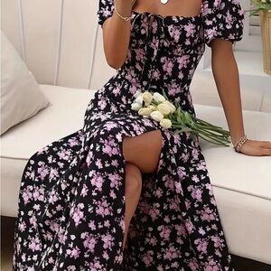Floral Black and Pink Dress
